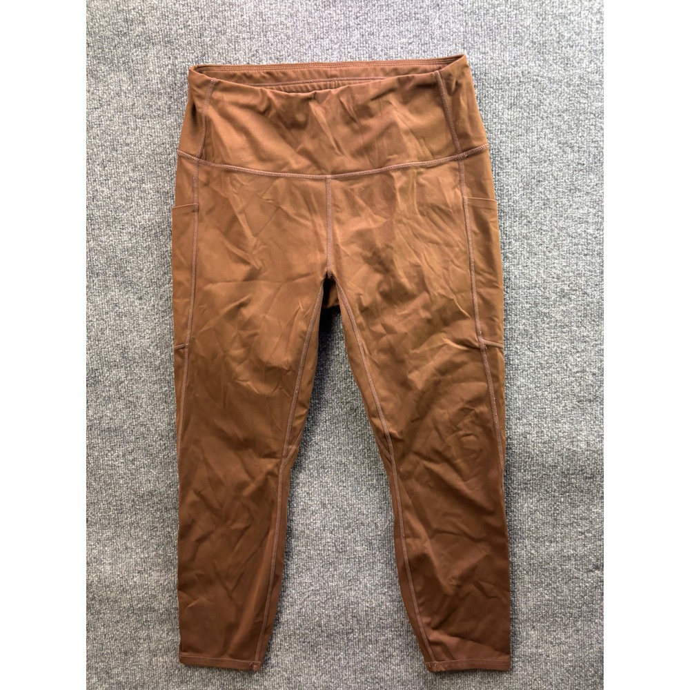 Varley Leggings Womens XL Brown High Rise Side Pocket 7/8 Athletic Yoga 68046